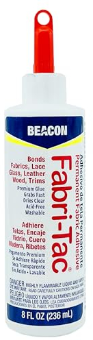 Beacon Fabri-Tac 236ml Large Bottle, Clear Permanent Adhesive Fabric Strong for Lace, Glass & Trims Quick Drying Craft for Upholstery, Home decor & Household Repairs