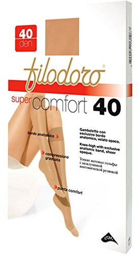 FILODORO GAMBALETTO DONNA Super Comfort 40 Den - Conf.ne da 6 Paia con astuccio in cartone - Esclusivo bordo anatomico, velato, opaco, con punta comfort. Disponibile nei colori Glacè, Playa e Nero.