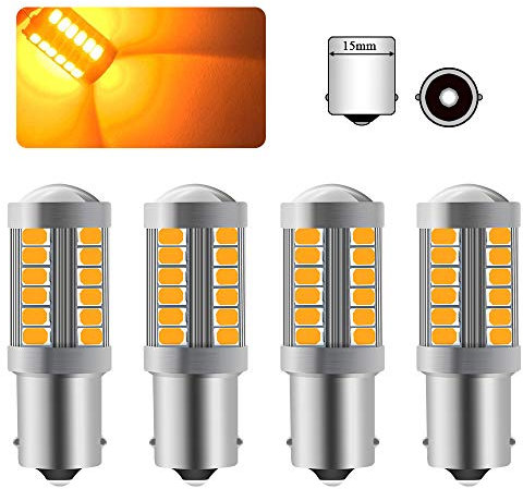 Sidaqi 4 X 1156BA15S P21W Bombilla LED Amarillo Señal de giro Bombilla Super Brillante 6000K 5630 33 SMD Frente de coche y Luz de señal de giro trasera 12-30V