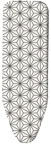 Vinsani Modern Extra Large Universal Fit Ironing Board Cover Multi Fit New Foam Back padding 100% Cotton Easy Fit, 140 x 52 cm, Made in EU – White Star (Iron Board not included)