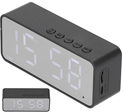 Sorandy G50 Multifunktionaler Digitaler Wecker, Großer Display-Wireless-Radiowecker, BT-Lautsprecher mit USB-Ladegerät, MP3-Player-Ladewecker für das Büro(Schwarz)