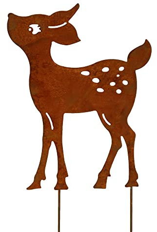 Bornhöft REH Bambi Hirsch Edelrost rostige Gartendekoration Gartendeko Gartenstecker 40cm Wald Rehkitz