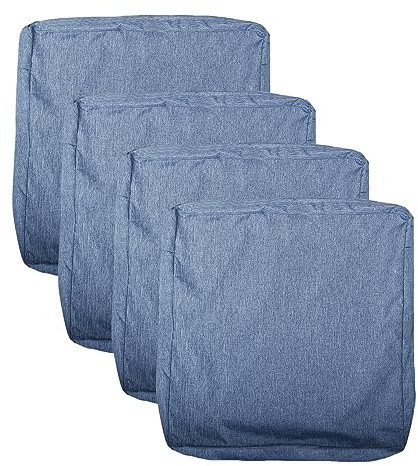 youngseahome Patio Seat Cushion Covers,Washable Slip Covers Replacement,Waterproof Outdoor Furniture Chair Cushion Pillow Seat Cover for Couch,Garden,Sofa,Denim Blue,24×24×4(4 Covers Only)