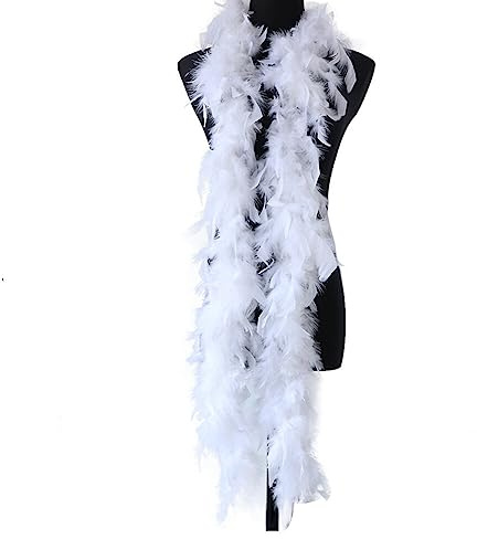 2 Stück Federboa Weihnachtsboa, 2M Federboa für Weihnachtsbaum Weihnachten Band Boa Streifen Girlande Dekoration Federstola Feder Schal Karneval Fasching Stola Kostüm Party Damen Kinder,Weiß