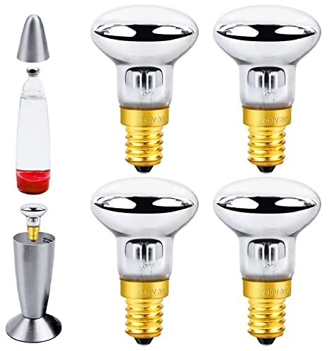 Mitening 4 Stück Lavalampe Glühbirne, 30W E14 R39 Lavalampe Reflektorlampe, Ersatzbirnen für Lavalampen, Glitzerlampen, Warmweiß (Golden)