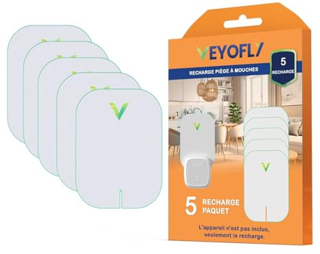 VEYOFLY Gnat Traps for House Indoor Refill, Fly-Trap, Fruit-Fly, Catcher, Plug in Catch for Fruit-Flies, Moths, Gnats, Mosquito (Pack of 5 Refills)
