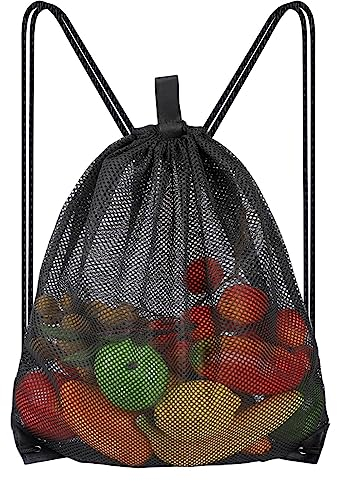Sliverdew Groß Mesh Strandtasche Netzbeutel Kordelzug Turnbeutel Netztasche Mesh Rucksäcke mit Kordelzug Netz Balltasche Gym Rucksack Strand Schwimmen Tauchen Reisen Fitnessstudio