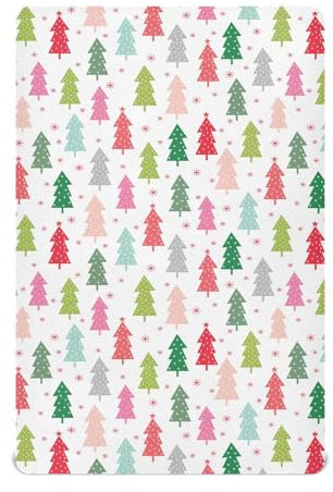 SDMKA Colorful Christmas Trees Crib Sheets for Boys Girls - Portable Microfiber Fitted Crib Sheet for Standard Crib and Toddler Mattress, Soft & Breathable, 28x52 Inch