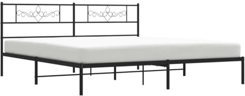 vidaXL Sängram med huvudgavel metall svart 180x200 cm, säng, metallsäng, metall sängram, sängar, metallsängar, metall sängramar, gästsäng, gästsängar