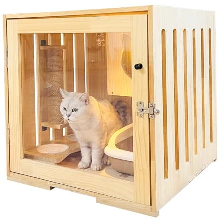Katzenkäfig, Katzengehege Outdoor, Katzenhaus-Villa aus Holz, Katzenunterschlupf mit Kratzbaum, Katzenhaus aus Holz für Katzen/Kätzchen (Size : A)