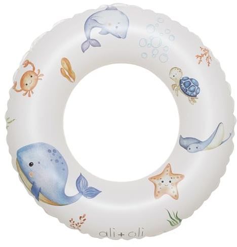 Ali+Oli Summer Collection, Swim Ring for Kids, Inflatable Cute Pool Float Ring for Ages 3-6 Years, 24”x9” Junior Swim Ring, Pool Float Tube (Undersea)