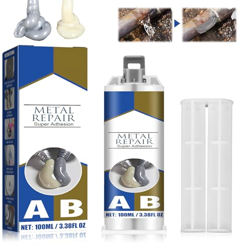 Adhesivo para metal, 2 componentes, adhesivo para metal, resistente al calor, adhesivo metálico extrafuerte, metal líquido, viene con accesorios, resistente al agua, reparación rápida de todos los 100