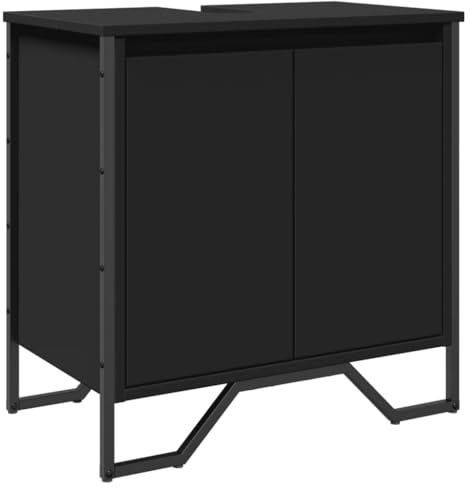 vidaXL Waschbeckenunterschrank Schwarz 60x35x60 cm Holzwerkstoff