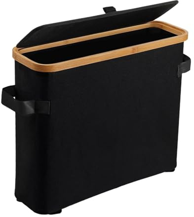 MagiDeal Rangement de papier toilette en bambou Support de papier toilette Accessoires multifonctionnels avec couvercle en bambou Grand pour placard de , Noir