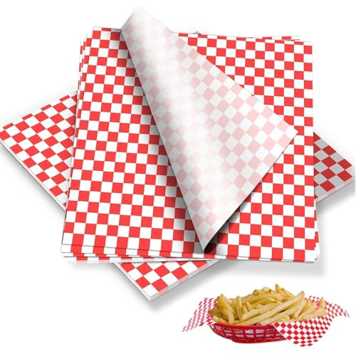 Lot de 200 feuilles de papier sulfurisé, anti-graisse, papier à fromage, imperméable et résistant à l'huile, impression en grille, pour charcuterie, sandwich, gâteaux, Hambourg
