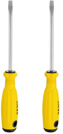 sourcing map 2pcs SL6 Flat Head Screwdriver 9.4 Magnetic Slotted Screwdrivers 4.9 CR-V with Ergonomic Handle for DIY Repairing, Yellow