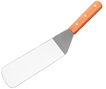 MAGICLULU Edelstahl Grillwender Mit Holzgriff Slotted Spatula Für Burger Steak Und Fisch Hochwertiger Grill Turner Perfektes Grillzubehör Für BBQ Fans