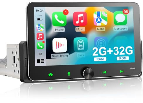Android Autoradio 1din mit Navi 7 Zoll Bildschirm Android Auto & Wireless CarPlay Auto Radio Touch Display mit Bluetooth AM/FM WiFi GPS SWC RDS 2G+32G