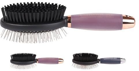NETPROSHOP Doppelbürste ComfortCare Mähnenbürste mit Nylonborsten und Stiften sowie Gelgriff, Farbe:Bordeaux