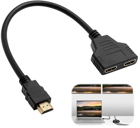 Vidacharmy HDMI Splitter 1 In 2 Out, 1080P Maschio a Doppio Presa, Duplicatore per HDTV, Monitor e Proiettori, Supporta la Commutazione a Doppia Porta