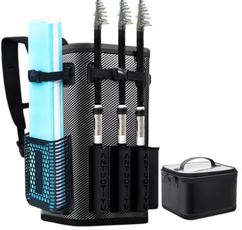 Tackle Box Ryggsäck - Vattentät Fiskeväska med Spöhållare 49L Fiskeryggsäck - Rymlig Ryggsäck Multifunktionell Fiskeutrustning, Fiskeryggsäck För Fiske, Camping, Vandring, 6 Rod Slot, riferimento
