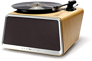 Music Box Record Player,Vintage Turntable Bluetooth Vinyl Player LP Record Bluetooth Sound Player Gramophone Player with Built-in Stereo Speaker,Natural Wood recorder