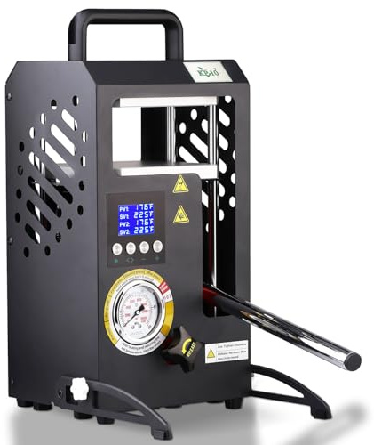 LTQ Vapor Prensa de Rosin – Máquina hidráulica de extracción de colofonia de 10 toneladas con manómetro, Placas calefactoras de 15 × 15 cm y Dos Controladores de Temperatura Independientes