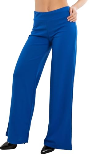 Toocool Pantalones Elasticos de Mujer, Pantalones Palazzo de Mujer con Cintura Elástica VI-9292 [M, Azul Eléctrico]