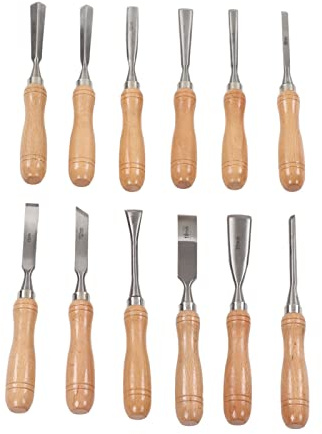 12 piezas de cincel de madera, cinceles de madera de acero al carbono, el impacto resistir el cincel de mano, los cinceles de mano de madera, las herramientas de tallado de madera