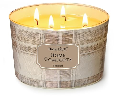 Home Lights Duftkerzen im glas 510g Soja Kerzen 4-Wick Kerzengläser Aromatherapie, Rauchfrei, 50h vollverbrannte Duftkerze Home Komfort