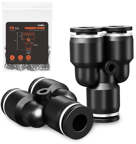 TRILINK Racores Neumáticos 3/8 OD – Conectores Divisores Push-to-Connect, Racores Rápidos Aire Comprimido para Compresor, Herramientas y Tuberías (10 Uds.)