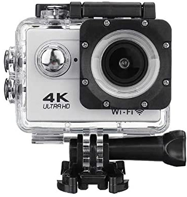 KJUEQ 4K Action Camera HD 1080P 30m Waterproof Sport Camera 170° Wide Angle Infrared 2.0 Inch Screen Video Camcorder(Bianco)