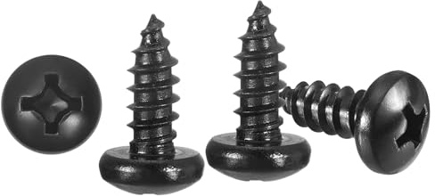 METALLIXITY Phillips Pan Head Self Tapping Screws(#10x1/2) 100Pcs, Carbon Steel Self Drilling Screw for Metal Wood Plastic, for Cabinet Wall Shutter Plate Rock Furniture, Black | Carbon Steel Self Drilling Screw for Metal Wood Plastic, for Cabinet Wall Shutter Plate Rock Furniture, Black