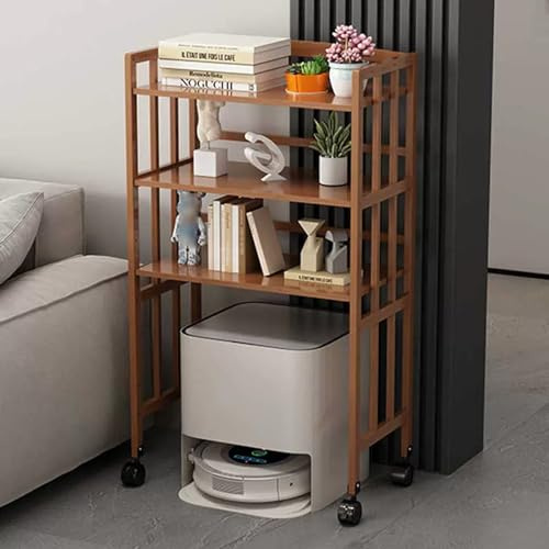Robot Vacuum Storage Shelf, Adjustable Wood Display Rack for Smart Sweeper Organization and Space Saving