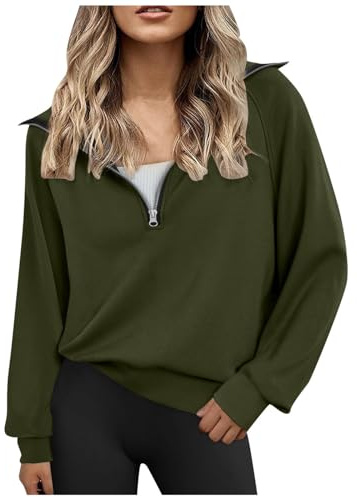 Generisch Sudadera para mujer, sudaderas de gran tamaño con media cremallera, sudadera con capucha de manga larga con cremallera de cuarto, ropa de otoño para adolescentes y niñas