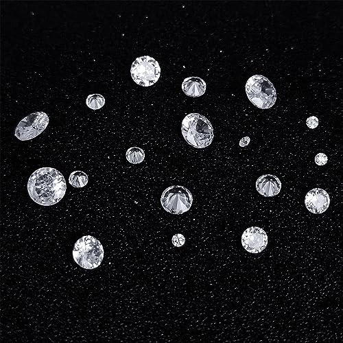 Creatzone 270 stycken klar kubisk zirkonia, 5 storlekar, fasetterade, Cz strass cabochoner, 2–6 mm, för nagelkonst, örhängen, gör-det-själv-hantverk, ringtillverkning
