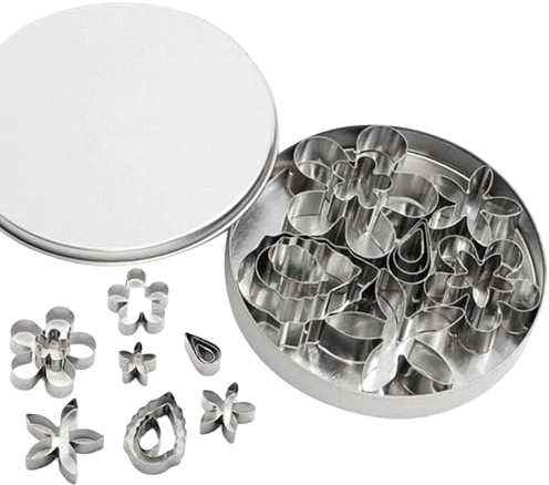 12 Pcs Spring Theme Metal Cookie Cutters Set, Includes Leaf, Rose, Flower Shapes for Biscuit, Cake Decorating, Sugar Craft DIY.