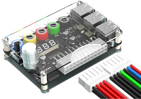 Placa reguladora de fuente de alimentación ATX de 24 pines con 6 puertos USB y voltaje ajustable para STM32, equipos de red y módulos de baja potencia