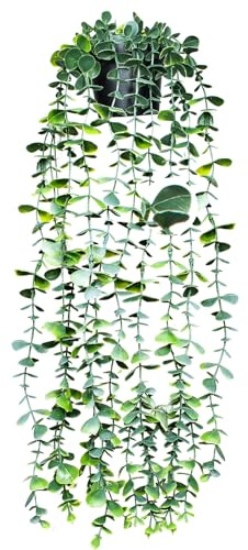 ECBEITF Eucalipto Artificiale Pianta 56 CM, Plastica Pianta Finta Cadente con Vaso Piccola, Piante Finte da Appendere Decorazioni per Case, Uffici, Balconi, Interni ed Esterni
