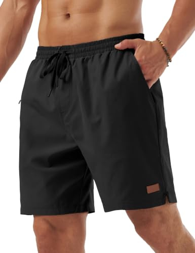 TACVASEN Mens Shorts Lightweight Summer Casual Gym Shorts with Zip Pockets | Quick Dry Stretch Walking Joggers Elastic Golf Shorts
