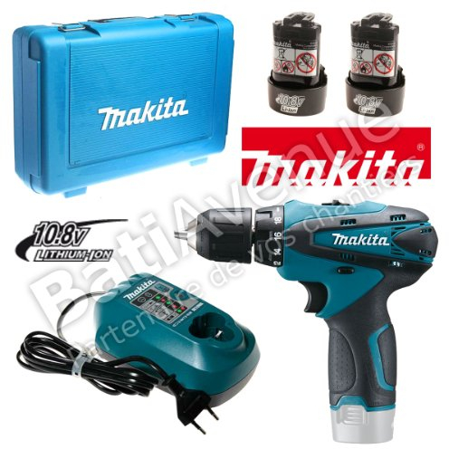 Makita Akku-Bohrschrauber DF330DWJ 10,8V im Makpac mit 2 Akkus + Ladegerät, ohne Lampe