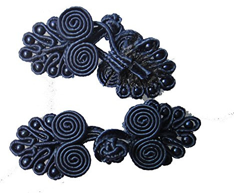 LYRACCES Chinese Frog Fasteners Knot Closure Sewing Buttons Cloth 6cm Pack of 10pairs (Navy)