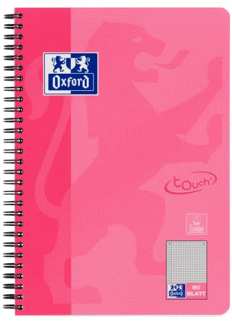 Oxford Touch Collegeblock B5 rutig med marginal, 80 ark, rosa