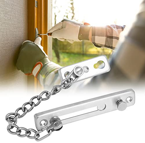 FTVOGUE Cadena de Seguridad de Acero Inoxidable para Puerta de Seguridad antirrobo con Tornillos para Puerta y Seguridad del hogar (02-1)