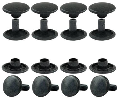 GETMORE Parts Remaches huecos de doble cabeza, remaches huecos, doble remache, acero, dos piezas, a partir de 100 unidades, negro, 6 mm