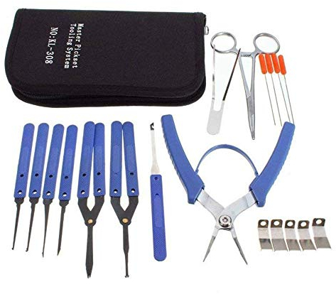 Loboo Idee Gebrochener Schlüssel Extractor Set Home Depot Schlosser Tool Removal Haken LockPick (14pcs, Schwarz)