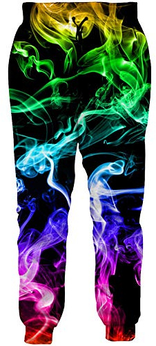 Loveternal Unisex joggingbyxor, 3D-tryck, byxor, coola joggingbyxor, lediga byxor, sweatpants S - XXL., 1-färgat rök 2, M