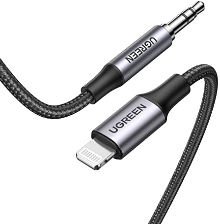 UGREEN Lightning Klinke Kabel 3,5 mm Kopfhörer Lightning Kabel Aux auf Lightning Adapter kompatibel mit iPhone 14 14 Pro 13 13 Pro 13 Pro Max 13 Mini 12 12 Pro 11 11 Pro X XS iPhone 7 usw. (2M)