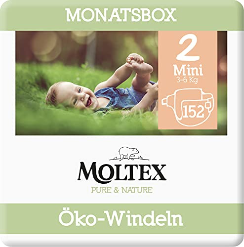 Moltex Pure & Nature Öko Windeln Größe 2 Mini (3-6 kg) Monatsbox -152 Bio Windeln
