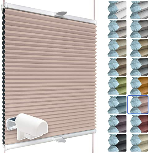 SchattenFreude Waben-Plissee für Fenster | 100% verdunkelnd/Blackout | Mit Klemm-Haltern | Klemmfix ohne Bohren | Pastellrosa (Weiße Rückseite), Breite: 45cm x Höhe: 130cm